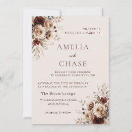 Boho Terracotta Floral All Seasons Wedding Einladung