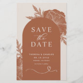 Boho Terracotta Floral Arch Save the Date Karte (Vorderseite)