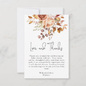 Boho Terracotta Floral Baby Dusche Vielen Dank Dankeskarte (Vorderseite)