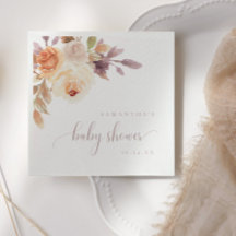 Boho Terracotta Floral Baby Shooting Paper Napkin