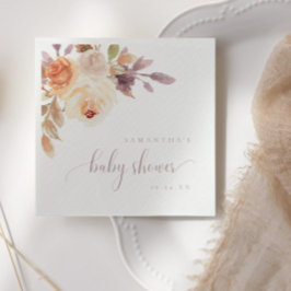 Boho Terracotta Floral Baby Shooting Paper Napkin Serviette