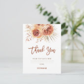 Boho Terracotta Floral Brautparty Dankkarte Einladung (Stehend Vorderseite)