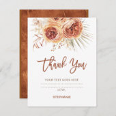 Boho Terracotta Floral Brautparty Dankkarte Einladung (Vorne/Hinten)