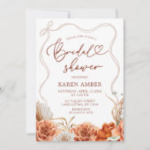 Boho Terracotta Floral Brautparty Einladung (Vorderseite)