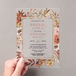 Boho Terracotta Floral Bridal Shower Acryleinladungen