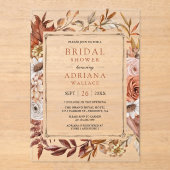 Boho Terracotta Floral Bridal Shower Acryleinladungen (Vorderseite)