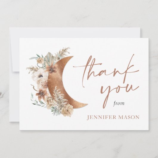 Boho Terracotta Floral Danke Karte (Vorderseite)