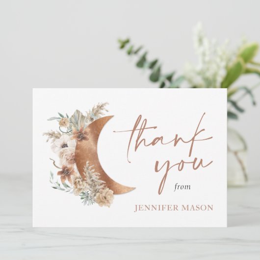Boho Terracotta Floral Danke Karte (Stehend Vorderseite)