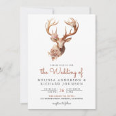 Boho Terracotta Floral Deer All in one Wedding Einladung (Vorderseite)