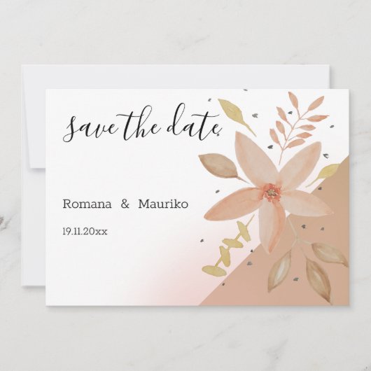 Boho Terracotta Floral Floral Save the Date Karte (Vorderseite)