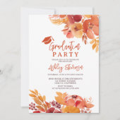 Boho Terracotta Floral Graduation Script Photo Einladung (Vorderseite)