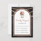 Boho Terracotta Floral Mason Jar Barn Wood Wedding RSVP Karte (Vorderseite)