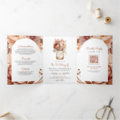 Boho Terracotta Floral Mason Jar QR Code Wedding Dreifach Gefaltete Einladung (Innenseite)