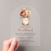 Boho Terracotta Floral Mason Jar Wedding Acryleinladungen (Insitu (Handheld))