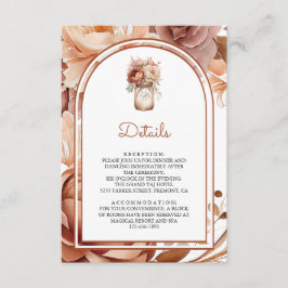 Boho Terracotta Floral Mason Jar Wedding Details Begleitkarte