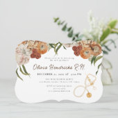 Boho Terracotta Floral Nurse Abschluss Einladung (Stehend Vorderseite)