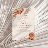 Boho Terracotta Floral Pampas Grass Save the Date Einladung