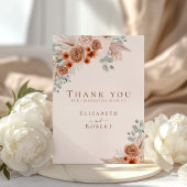Boho Terracotta Floral Pampas Grass Wedding Dankeskarte