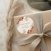 Boho Terracotta Floral Pampas Grass Wedding Runder Aufkleber