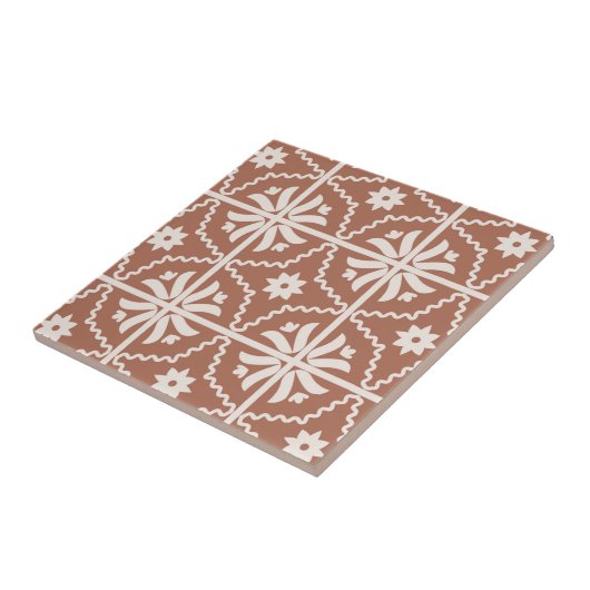 Boho Terracotta Floral Pattern Fliese (Seite)