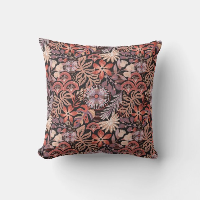 Boho Terracotta Floral Pattern Kissen (Vorderseite)