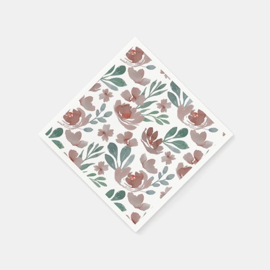 Boho Terracotta Floral Pattern Wedding Serviette (Ecke)