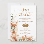 Boho Terracotta Floral Photo Graduation  Save The Date (Vorderseite)