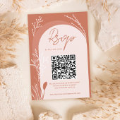 Boho terracotta floral Qr Skript Bogen Hochzeit RSVP Karte