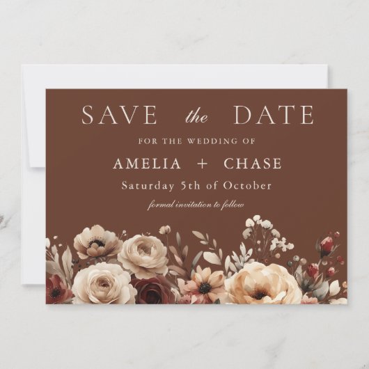 Boho Terracotta Floral Summer & Hochzeit im Herbst Save The Date (Vorderseite)