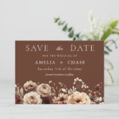 Boho Terracotta Floral Summer & Hochzeit im Herbst Save The Date (Stehend Vorderseite)