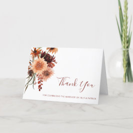 Boho Terracotta Floral Wedding Dankeskarte