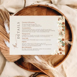 Boho Terracotta Floral Wedding Details Begleitkarte