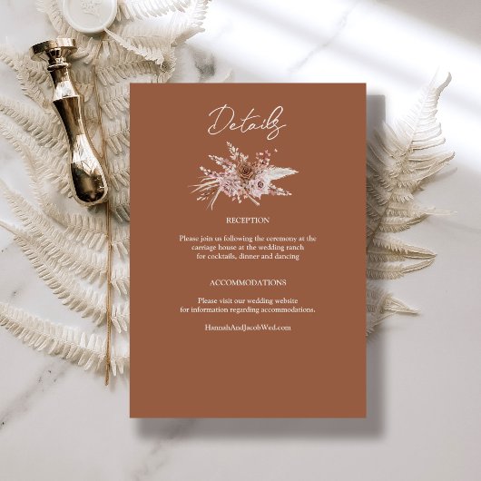 Boho Terracotta Floral Wedding Details Begleitkarte