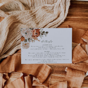 Boho Terracotta Floral Wedding Details Karte