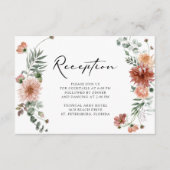 Boho Terracotta Floral Wedding Empfang Begleitkarte (Vorderseite)