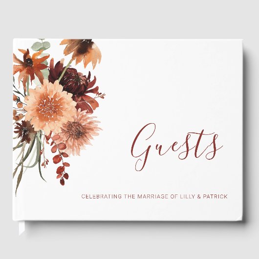 Boho Terracotta Floral Wedding Gästebuch (Vorderseite)