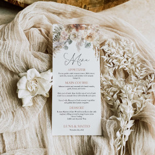 Boho Terracotta Floral Wedding Menu Menükarte