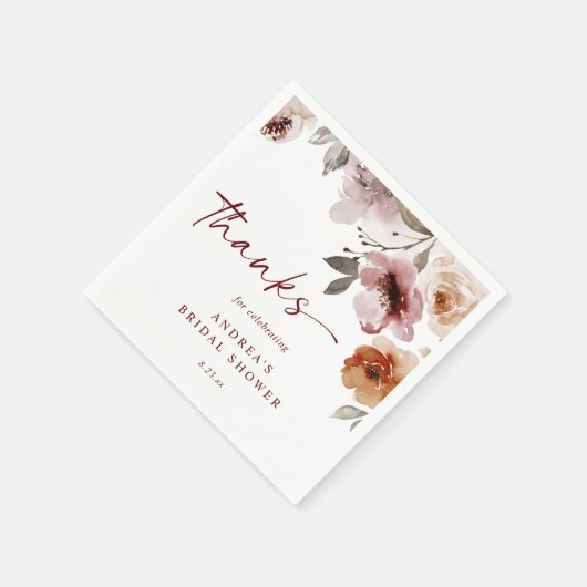 Boho Terracotta Floral Wedding oder Brautparty Serviette (Ecke)