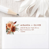 Boho Terracotta Floral Wedding Rücksendeadresse (Insitu)