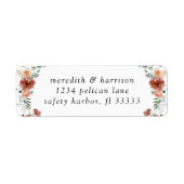 Boho Terracotta Floral Wedding Rücksendeadresse (Vorne)