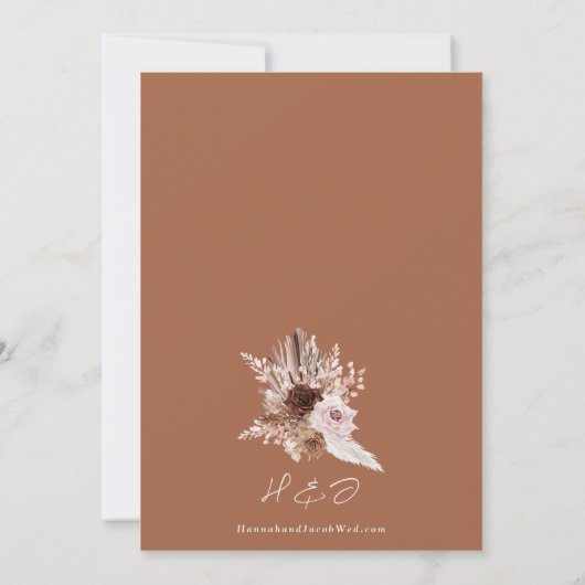 Boho Terracotta Floral Wedding Save The Date (Rückseite)