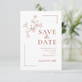Boho Terracotta Floral Wedding Save the Date (Stehend Vorderseite)