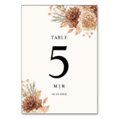 Boho Terracotta Floral Wedding Tischnummer (Vorderseite)