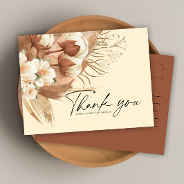 Boho Terracotta Floral Wedding Vielen Dank Postkarte