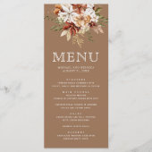 Boho Terracotta Floral Wildblume Beige Wedding Menükarte (Vorderseite)