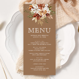 Boho Terracotta Floral Wildblume Beige Wedding Menükarte