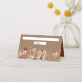 Boho Terracotta Floral Wildblume Beige Wedding Platzkarte (Vorderseite)