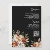 Boho Terracotta Floral Wildblume Black Wedding Einladung (Rückseite)