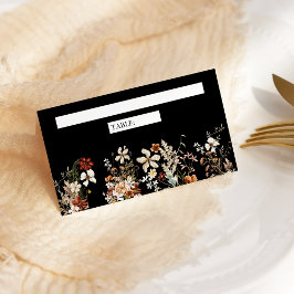 Boho Terracotta Floral Wildblume Black Wedding Platzkarte