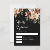 Boho Terracotta Floral Wildblume Black Wedding RSVP Karte (Vorderseite)